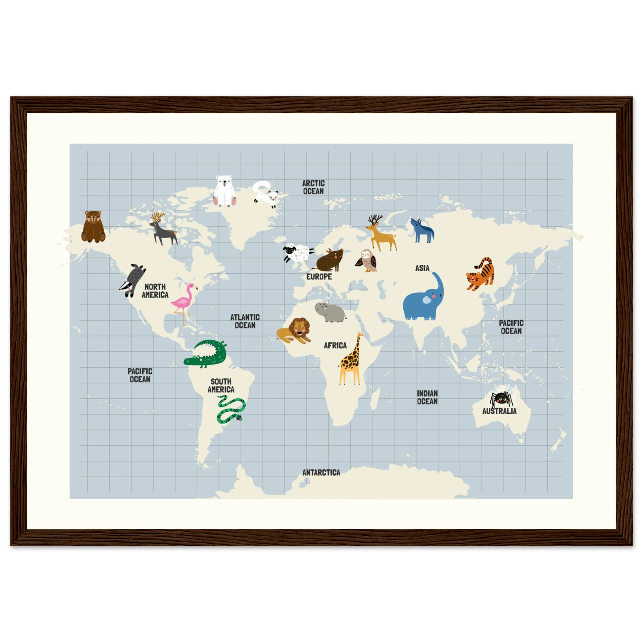 A3 (29.7 x 42  cm) - Horizontal - Dark wood frame - Map