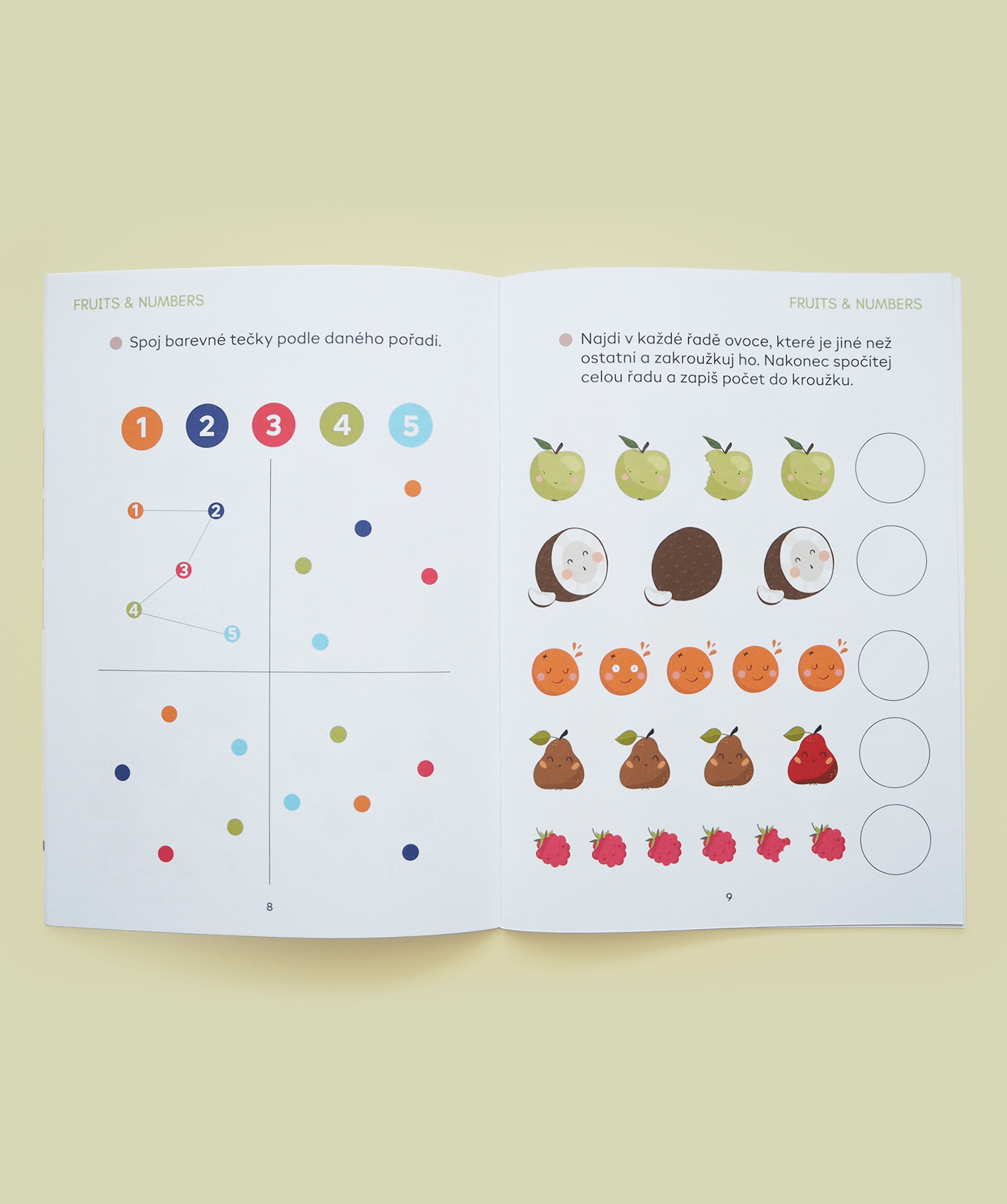 Füzet Gyümölcsök és számok