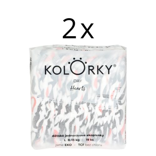 KOLORKY DAY SZÍVEK ÖKO PELENKA L (8-13kg) - 19 db x 2