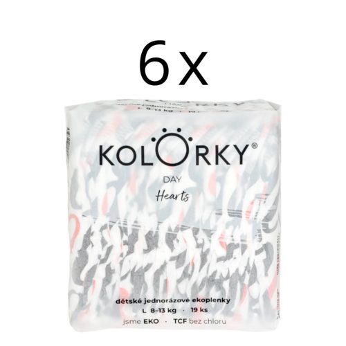 KOLORKY DAY SZÍVEK ÖKO PELENKA L (8-13kg) - 19 db x 6