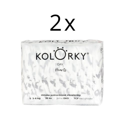 KOLORKY DAY SZÍVEK ÖKO PELENKA S (3-6kg) - 25 db x 2