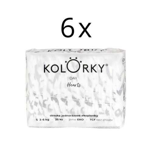 KOLORKY DAY SZÍVEK ÖKO PELENKA S (3-6kg) - 25 db x 6