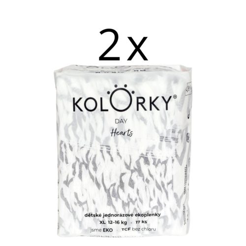 KOLORKY DAY SZÍVEK ÖKO PELENKA XL (12-16kg) - 17 db x 2