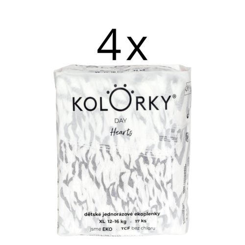 KOLORKY DAY SZÍVEK ÖKO PELENKA XL (12-16kg) - 17 db x 4